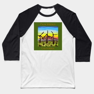 Palm Springs California Wind Generators at sunset Baseball T-Shirt